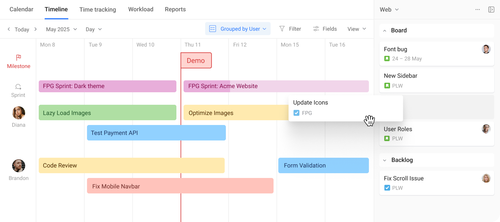 Timeline demo